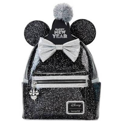 Minnie Mouse Happy New Year Black Glitter