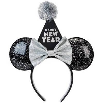 Minnie Mouse Happy New Year Black Glittter