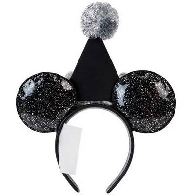 Minnie Mouse Happy New Year Black Glittter